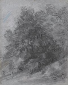 群れ、牛、コテージのある樹木が茂った風景 作： Thomas Gainsborough